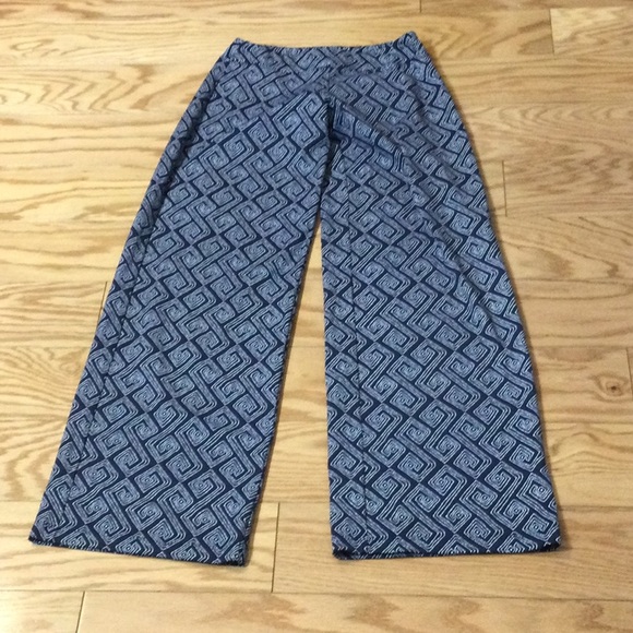XS Persifor navy geometric print stretch wide leg pants - Picture 3 of 15